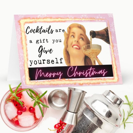 Funny Christmas Card Best Friend "Gift Yourself" サンキューカード