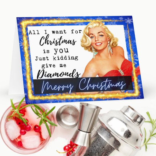 Funny Christmas Card Best Friend -Give Me Diamonds サンキューカード