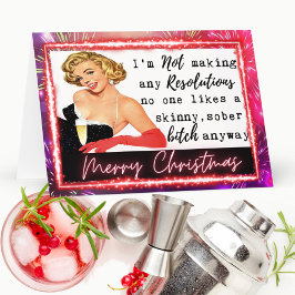 Funny Christmas Card Best Friend "NYE Resolutions" サンキューカード