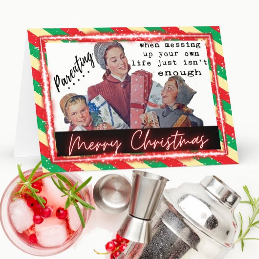 Funny Christmas Card Best Friend "Parenting" サンキューカード