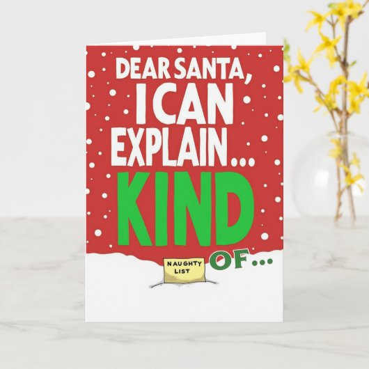 Funny Christmas Card Dear Santa I Can Explain カード (黄色い花)