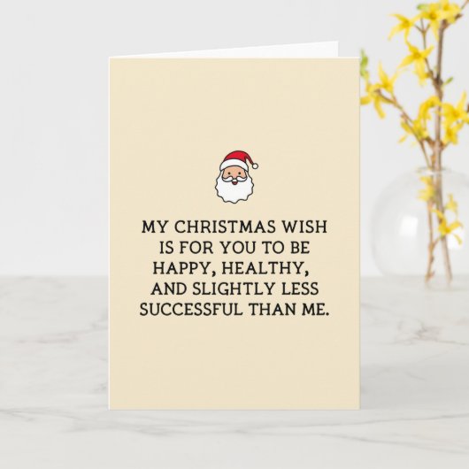 Funny Christmas Card Happy Healthy Less Successful カード (黄色い花)