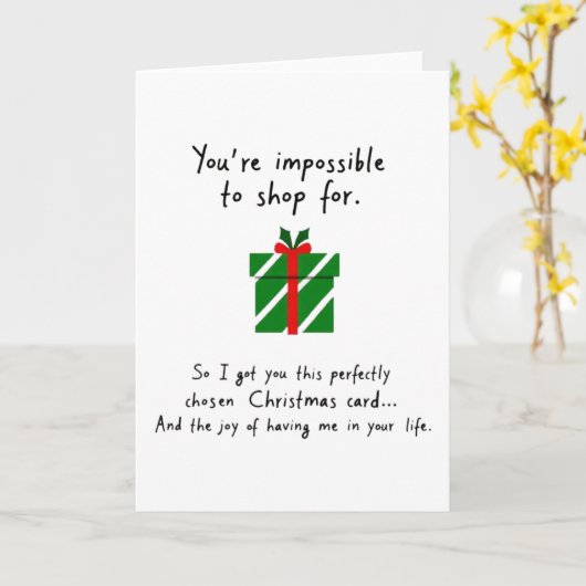 Funny Christmas Card Impossible To Shop For カード (黄色い花)