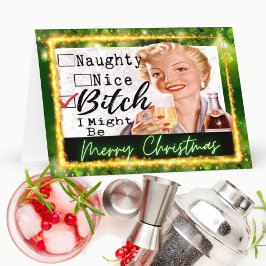 Funny Christmas Card Retro Best Friend Naughty カード