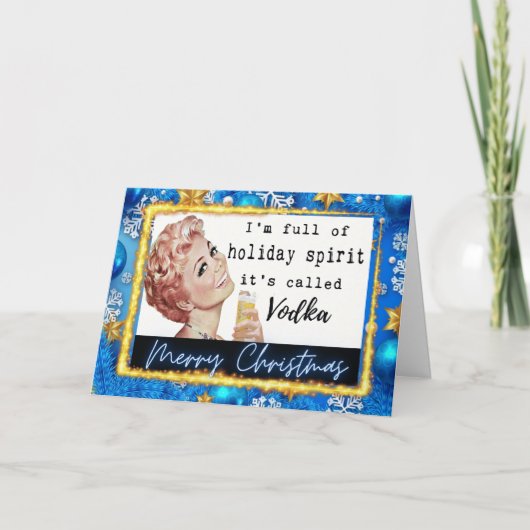 Funny Christmas Card Retro Best Friend "Vodka" カード (正面)
