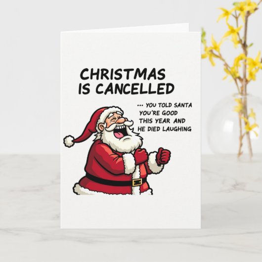 Funny Christmas Card Santa Laughing カード (黄色い花)