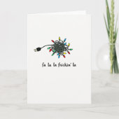 Funny Christmas Card Tangled Lights Fa La La Frick カード (正面)