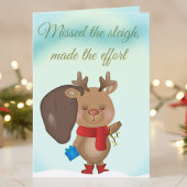 Funny Christmas Card With A Sleepy Reindeer シーズンカード