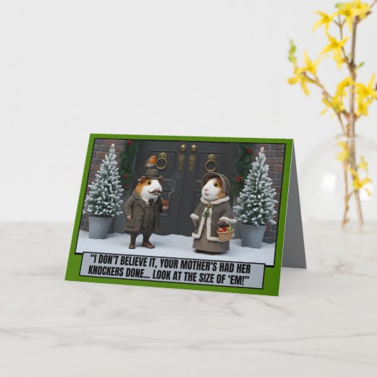 Funny Christmas cards in a Victorian style カード (黄色い花)