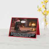 Funny Christmas cat card カード (黄色い花)