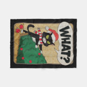 Funny Christmas Cat Christmas Tree Meowy Christmas フリースブランケット (正面(横))