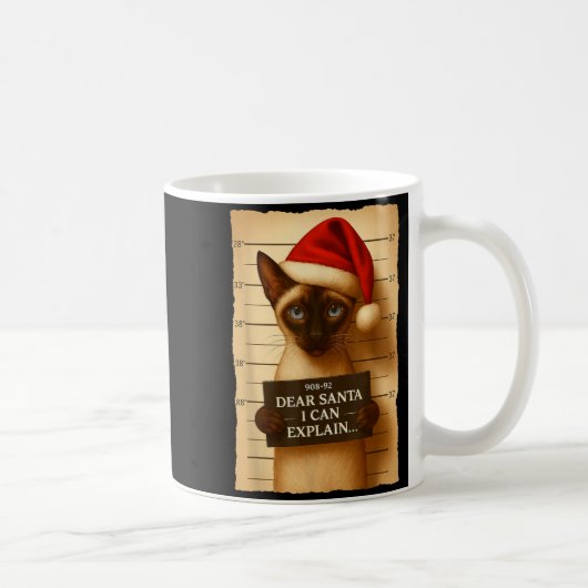 Funny Christmas Cat- Cute Siamese Santa Hat Tee  コーヒーマグカップ (右)
