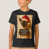 Funny Christmas Cat- Cute Siamese Santa Hat Tee  Tシャツ (正面)