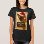 Funny Christmas Cat- Cute Siamese Santa Hat Tee  Tシャツ (正面)