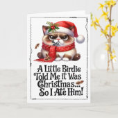 Funny Christmas Cat Dark Humor カード (黄色い花)