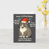 Funny Christmas Cat Meme Caroling Holiday Santa Ha カード (黄色い花)