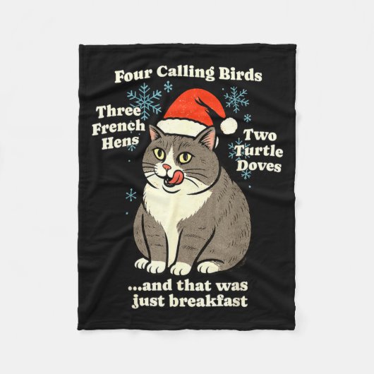 Funny Christmas Cat Meme Caroling Holiday Santa Ha フリースブランケット (正面)