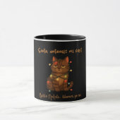 Funny Christmas Cat Mug – Santa Untangle Me First マグカップ (中央)