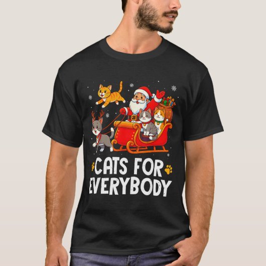 Funny Christmas Cat Santa Xmas Pajamas Cats For Ev Tシャツ (正面)