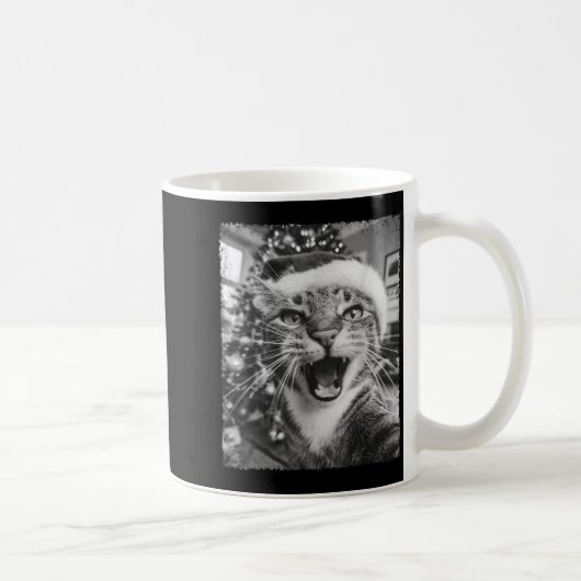Funny Christmas Cat Selfie  コーヒーマグカップ (右)