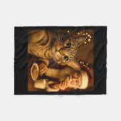 Funny Christmas Cat Selfie With Santa Claus Meme M フリースブランケット (正面(横))