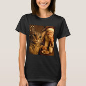 Funny Christmas Cat Selfie With Santa Claus Meme M Tシャツ (正面)