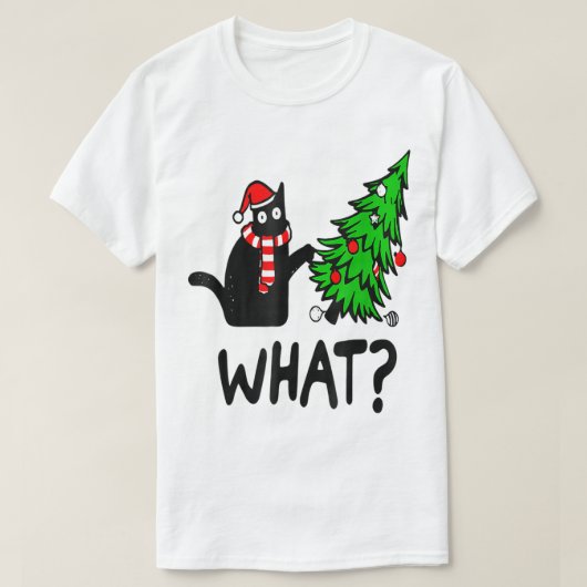 Funny Christmas Cat Tree Design Tシャツ (デザイン正面)