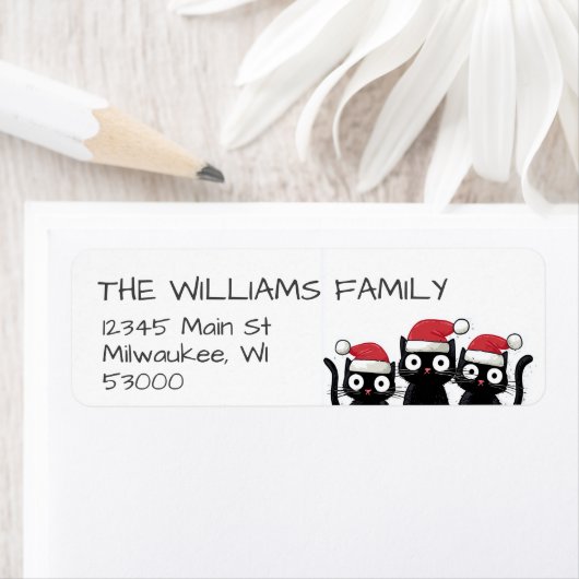 Funny Christmas Cats Holiday ラベル (インサイチュ)