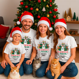 Funny Christmas Cats Singing– Feed Me Custom Name Tシャツ