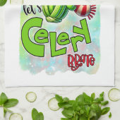 Funny Christmas celery word art  キッチンタオル (折り畳み)