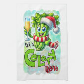 Funny Christmas celery word art  キッチンタオル (縦)
