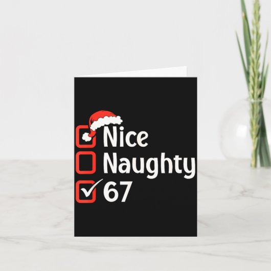 Funny Christmas Checked List Nice Naughty 6 7 Meme カード (正面)