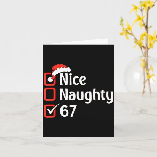 Funny Christmas Checked List Nice Naughty 6 7 Meme カード (黄色い花)