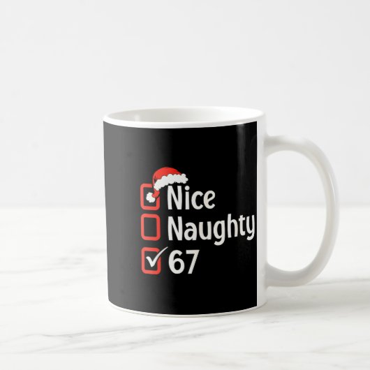 Funny Christmas Checked List Nice Naughty 6 7 Meme コーヒーマグカップ (右)