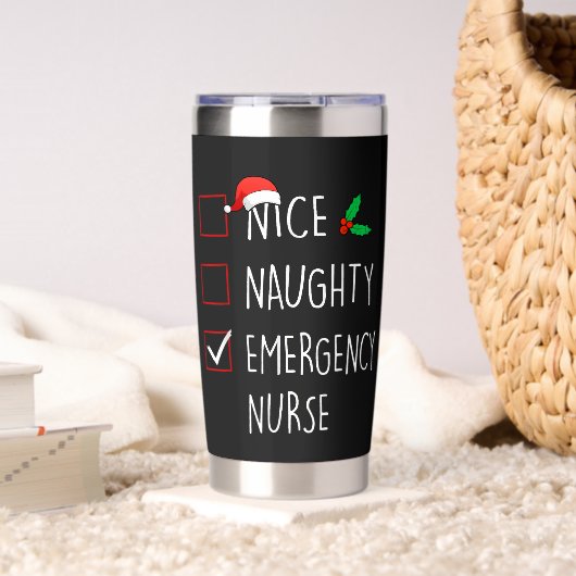 Funny Christmas Checklist Design  保温保冷タンブラー (リビング (回転後))