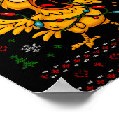 Funny Christmas Chicken F-caw-f Rooster Meme Humor ポスター (角)