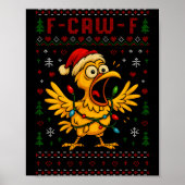 Funny Christmas Chicken F-caw-f Rooster Meme Humor ポスター (正面)