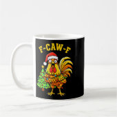 Funny Christmas Chicken Lights Santa Hat F-caw-f コーヒーマグカップ (左)