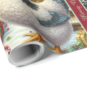 Funny Christmas Chickens Wrapping Paper with Text ラッピングペーパー (ロールコーナー)