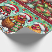 Funny Christmas Chickens Wrapping Paper with Text ラッピングペーパー (角)
