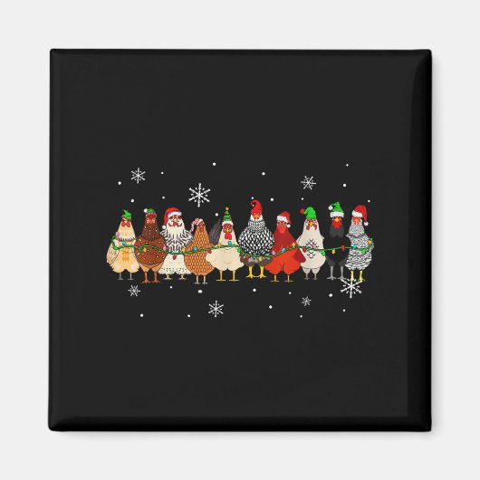 Funny Christmas Chickens Xmas Chicken Farm Animals マグネット (正面)