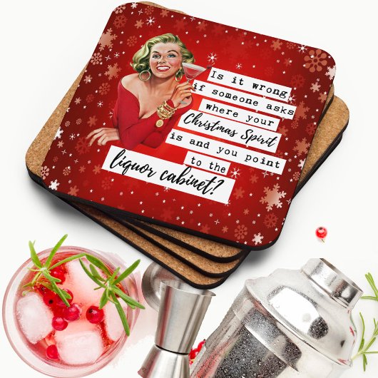 Funny Christmas Coaster Best Friend Liquor Cabinet コースター