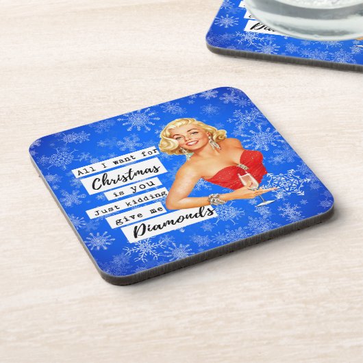 Funny Christmas Coaster Retro Best Friend Diamonds コースター (左側)