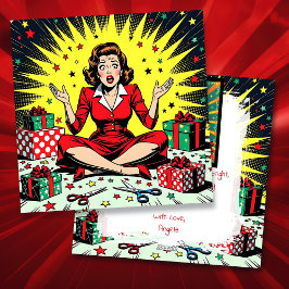 Funny Christmas, Coffee and Panic Retro Humorous シーズンカード