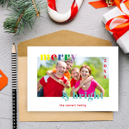 Funny Christmas Colorful Brightest Photo Family シーズンカード