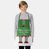 Funny Christmas Cookie Maker Helper Elf Green Red エプロン (着用した状態)
