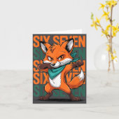 Funny Christmas Cool Fox Dabbing Xmas Dab Six Seve カード (黄色い花)