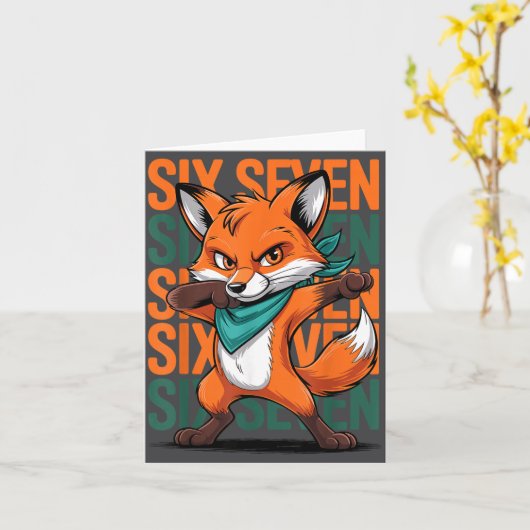 Funny Christmas Cool Fox Dabbing Xmas Dab Six Seve カード (黄色い花)