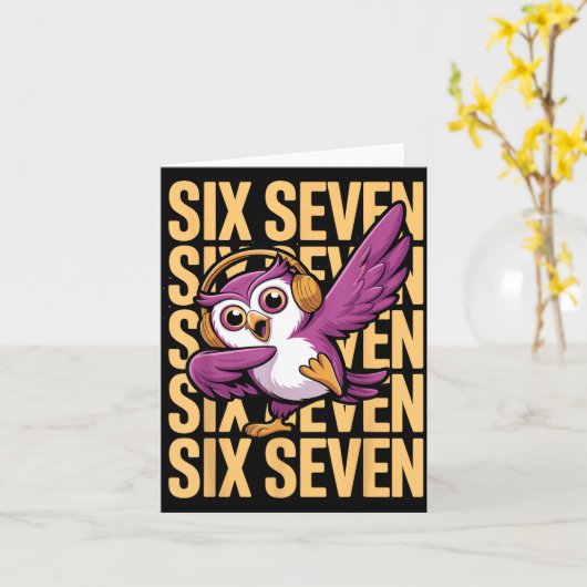 Funny Christmas Cool Owl Dabbing Xmas Dab Six Seve カード (黄色い花)