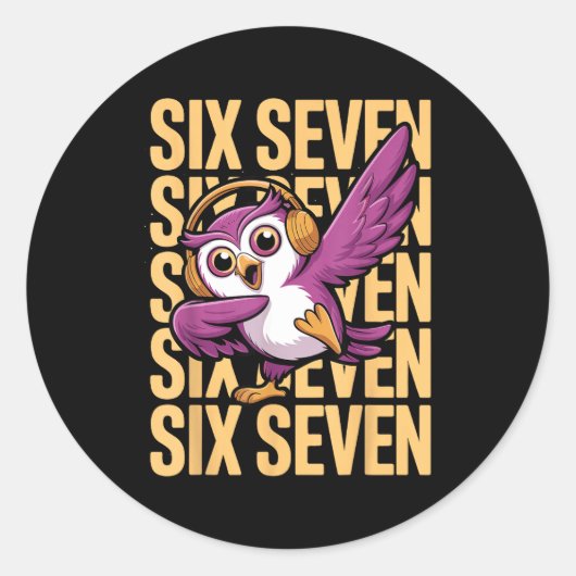 Funny Christmas Cool Owl Dabbing Xmas Dab Six Seve ラウンドシール (正面)